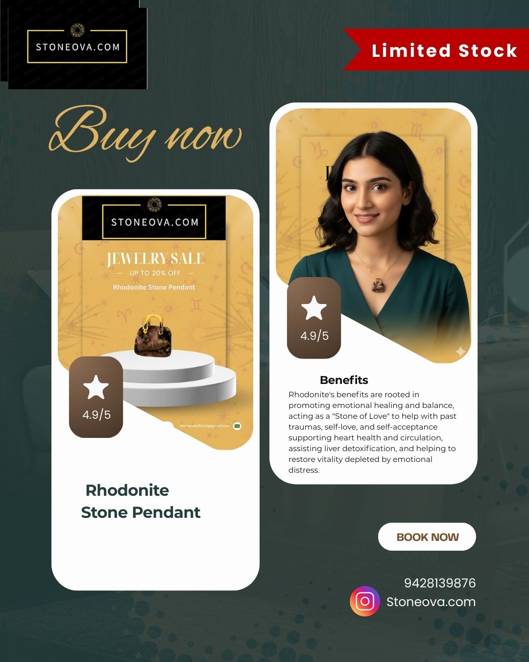 ⚛️⚛️⚛️Natural Crystal Stone - Rhodonite Stone HandBags Pendants ⚛️⚛️