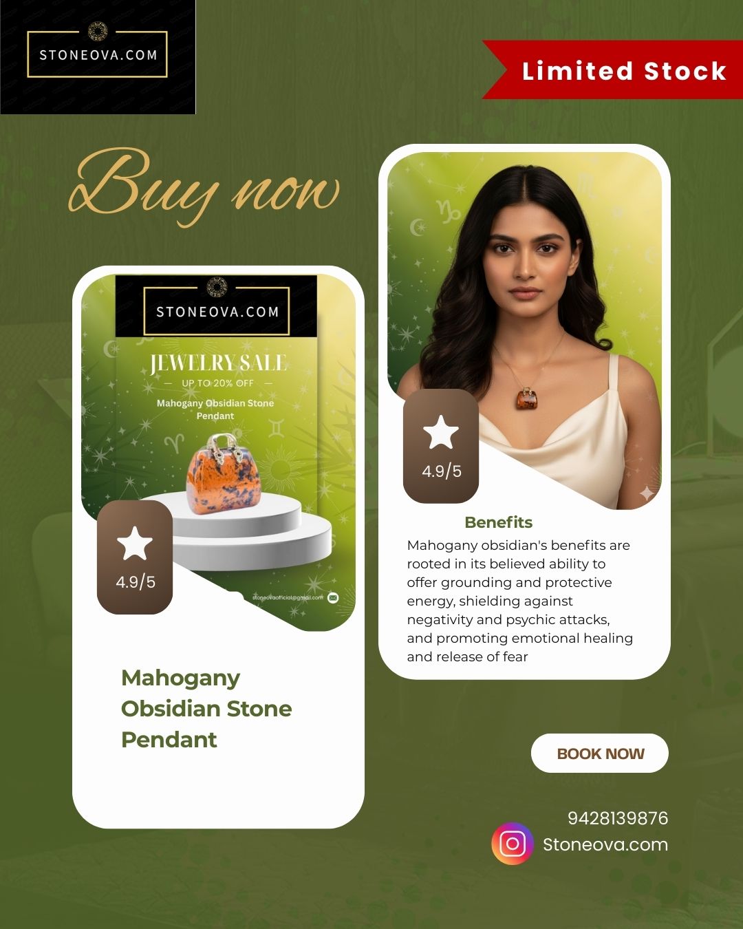 ⚛️⚛️⚛️Natural Crystal Stone - Mahogany Obsidian Stone HandBags Pendants ⚛️⚛️