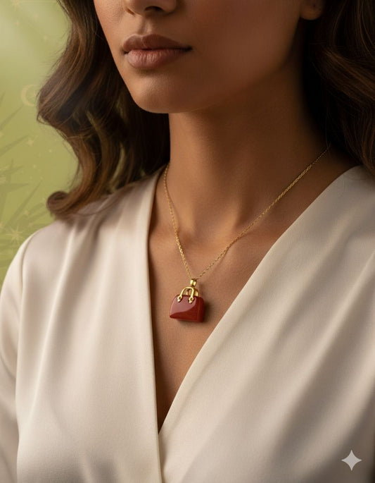 ⚛️⚛️⚛️Natural Crystal Stone - Red Gold Stone HandBags Pendants ⚛️⚛️