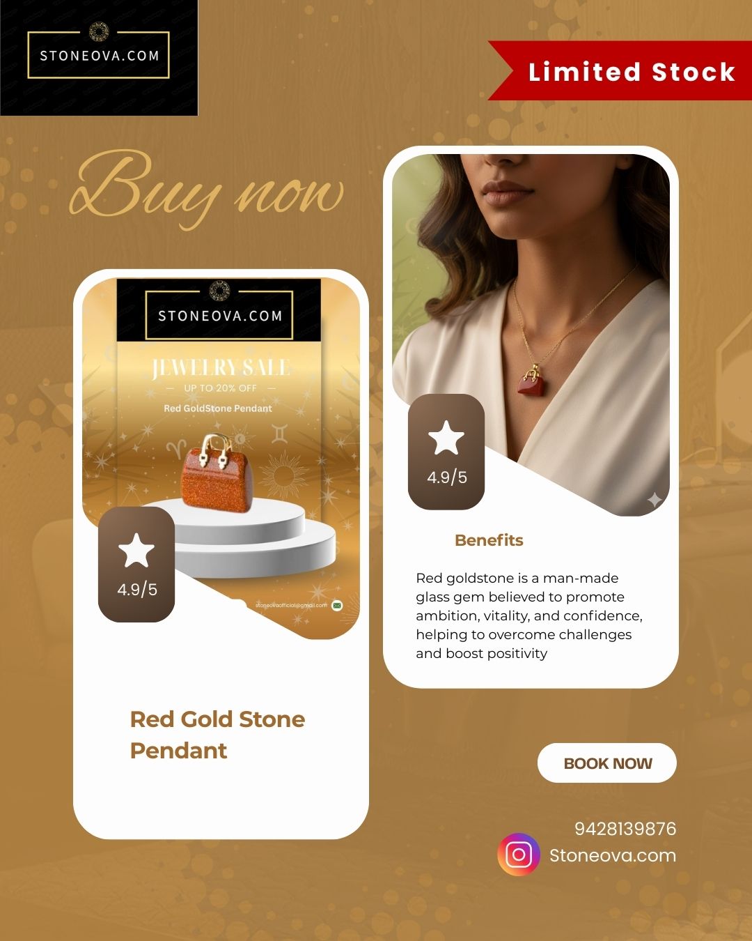 ⚛️⚛️⚛️Natural Crystal Stone - Red Gold Stone HandBags Pendants ⚛️⚛️