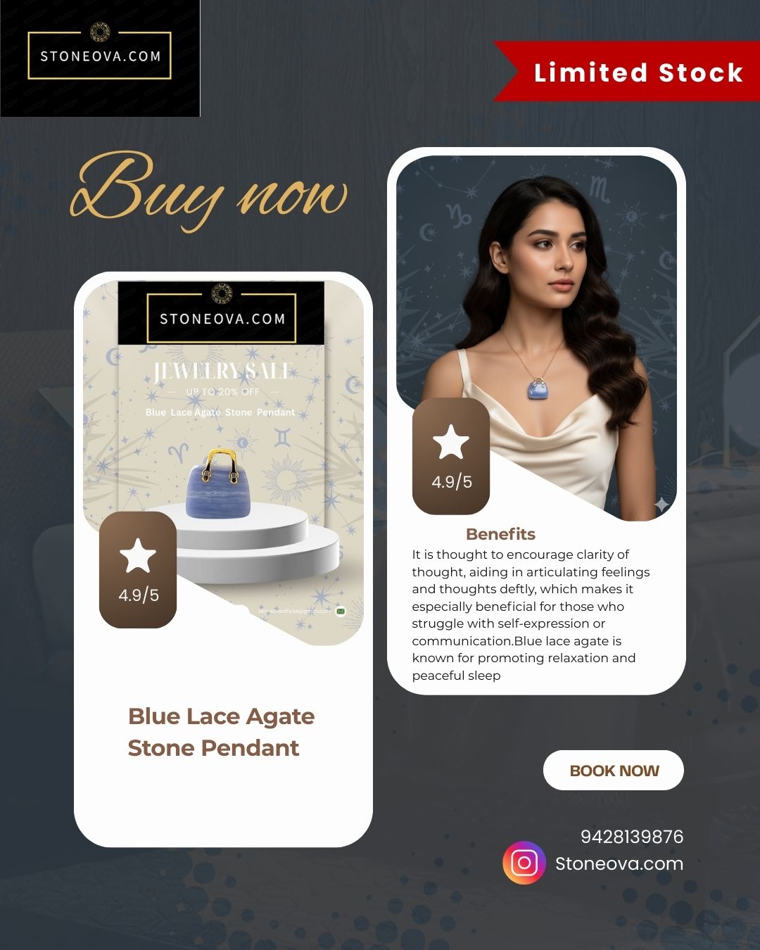 ⚛️⚛️⚛️Natural Crystal Stone -Blue Lace Agate Stone HandBags Pendant ⚛️⚛️