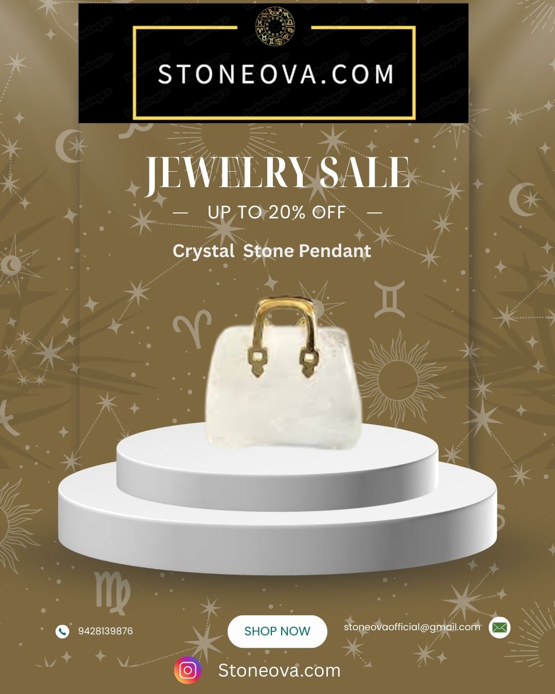 ⚛️⚛️⚛️Natural Crystal Stone - White ( Clear) Crystal  Stone HandBags  Pendants ⚛️⚛️