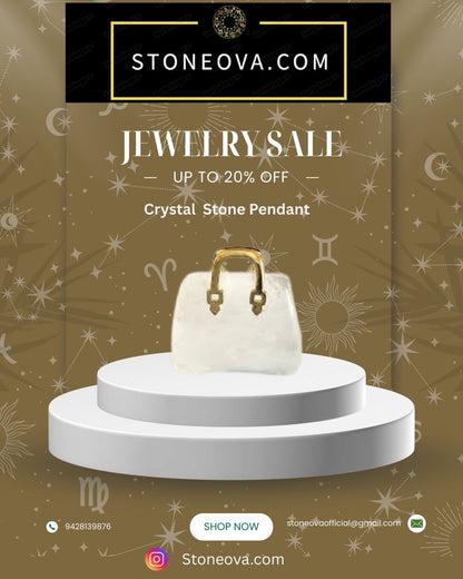 ⚛️⚛️⚛️Natural Crystal Stone - White ( Clear) Crystal  Stone HandBags  Pendants ⚛️⚛️