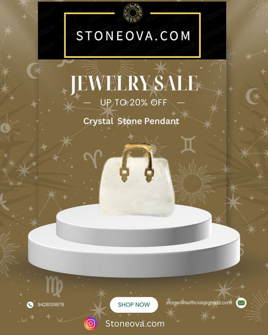 ⚛️⚛️⚛️Natural Crystal Stone - White ( Clear) Crystal  Stone HandBags  Pendants ⚛️⚛️
