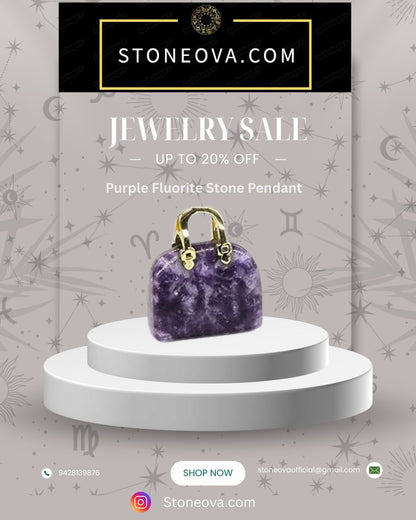 ⚛️⚛️⚛️Natural Crystal Stone - Purple Fluorite Stone HandBags Pendants ⚛️⚛️