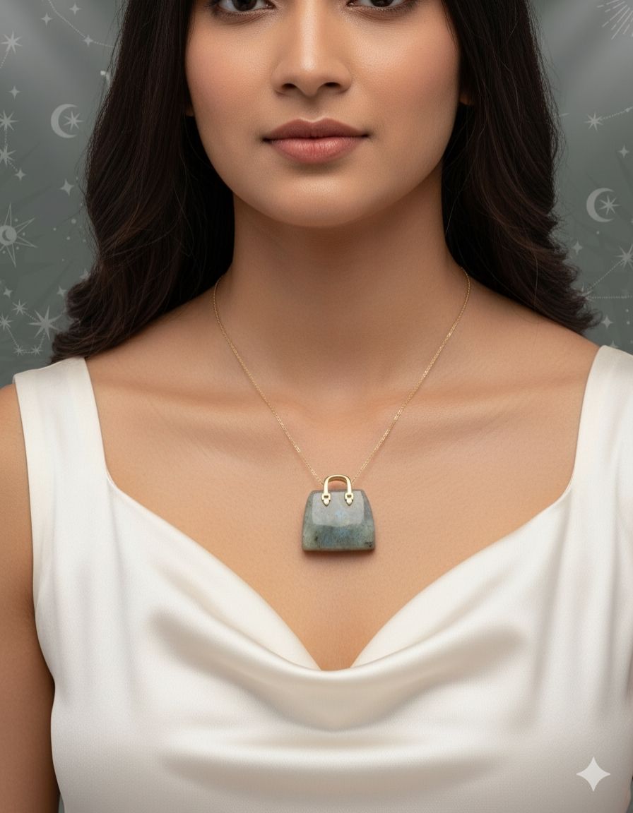 ⚛️⚛️⚛️Natural Crystal Stone - Labradorite Stone  HandBags Pendants ⚛️⚛️