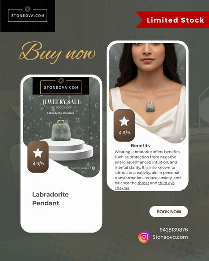 ⚛️⚛️⚛️Natural Crystal Stone - Labradorite Stone  HandBags Pendants ⚛️⚛️