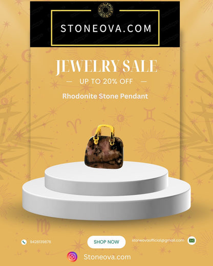 ⚛️⚛️⚛️Natural Crystal Stone - Rhodonite Stone HandBags Pendants  ⚛️⚛️