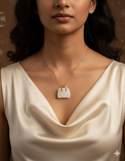 ⚛️⚛️⚛️Natural Crystal Stone - White ( Clear) Crystal  Stone HandBags  Pendants ⚛️⚛️