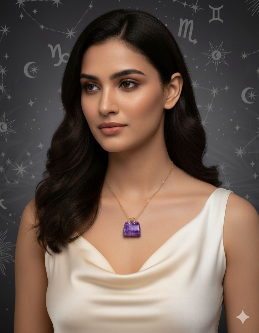 ⚛️⚛️⚛️Natural Crystal Stone - Purple Fluorite Stone HandBags Pendants ⚛️⚛️