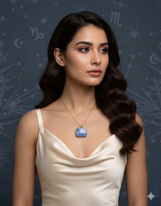 ⚛️⚛️⚛️Natural Crystal Stone -Blue  Lace Agate  Stone HandBags Pendant ⚛️⚛️