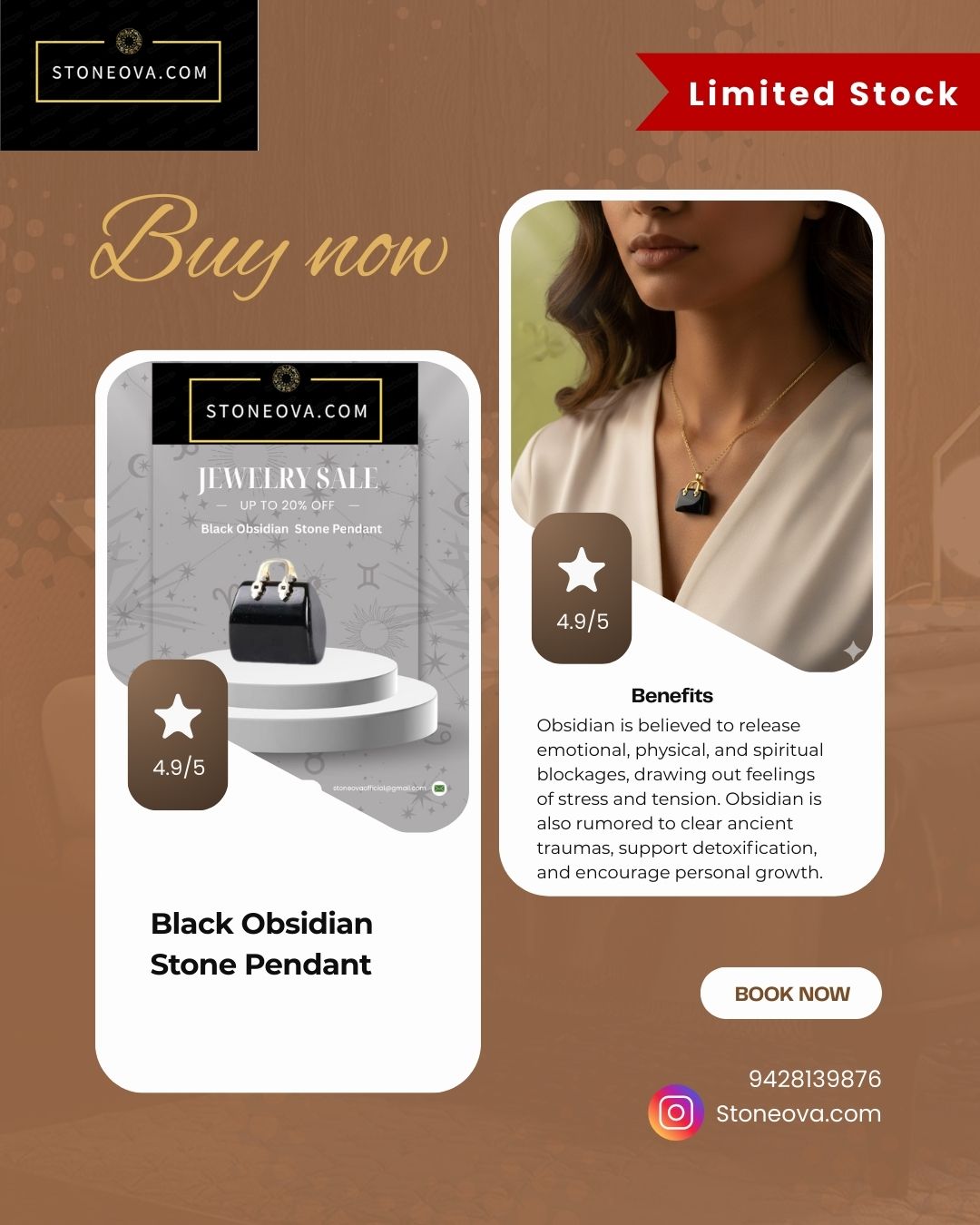 ⚛️⚛️⚛️Natural Crystal Stone - Black Obsidian  Stone HandBags Pendants ⚛️⚛️