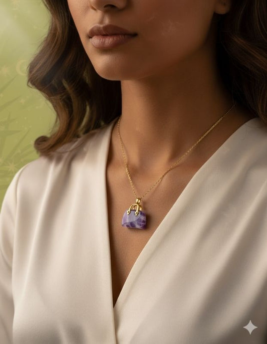 ⚛️⚛️⚛️Natural Crystal Stone - Amethyst Stone HandBags Pendants ⚛️⚛️
